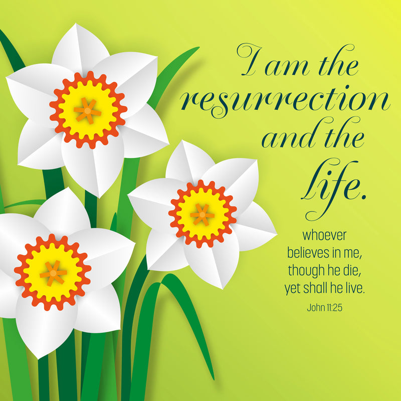 Easter Cards - GREEN - I am the resurrection - Pack of 5