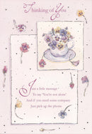Thinking of you Card with raised effect - Pink Flowers 3  - 4TY3