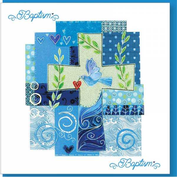 Baptism Blue Cross Greetings Card